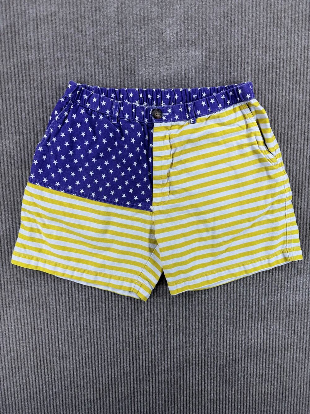 Chubbies The Mericas USA Flag Shorts Mens L Purple Yellow LSU Tigers Game Day